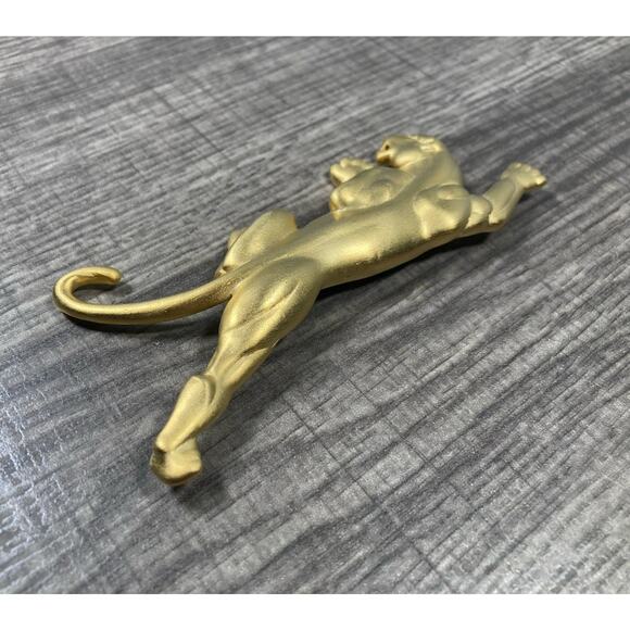 Large Vintage JJ Jonette 1988 Climbing Panther 4.25” Brooch Pin Matte Gold Tone - Picture 4 of 12
